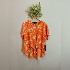 Cynthia Steffe Orange Floral Blouse